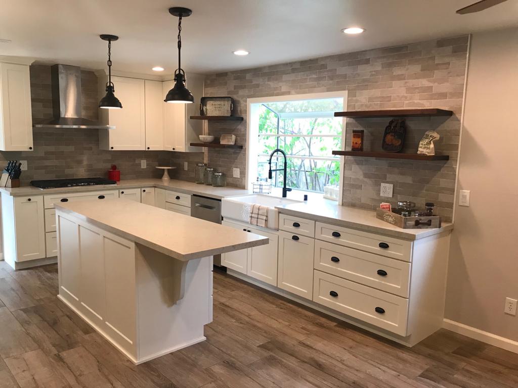 kitchen area with an island